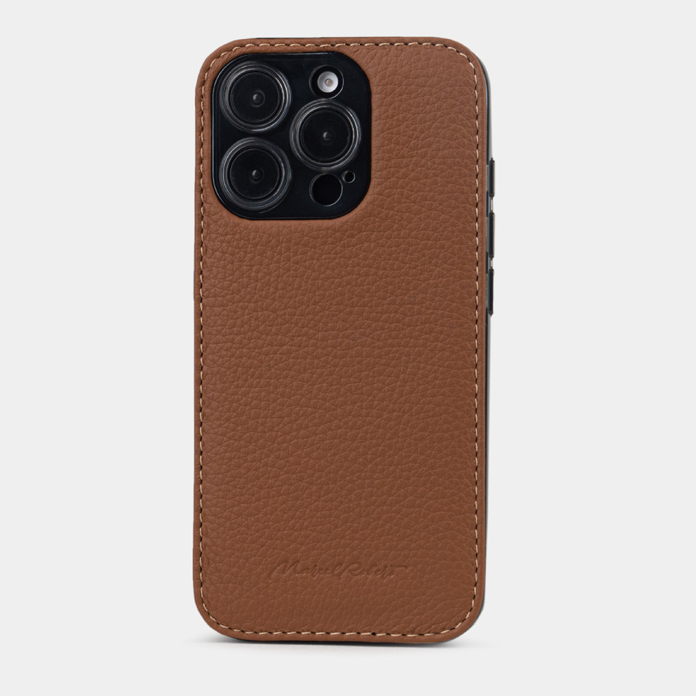 Чехол-накладка кожаная для iPhone 16 Pro Max, теленок цвета карамель