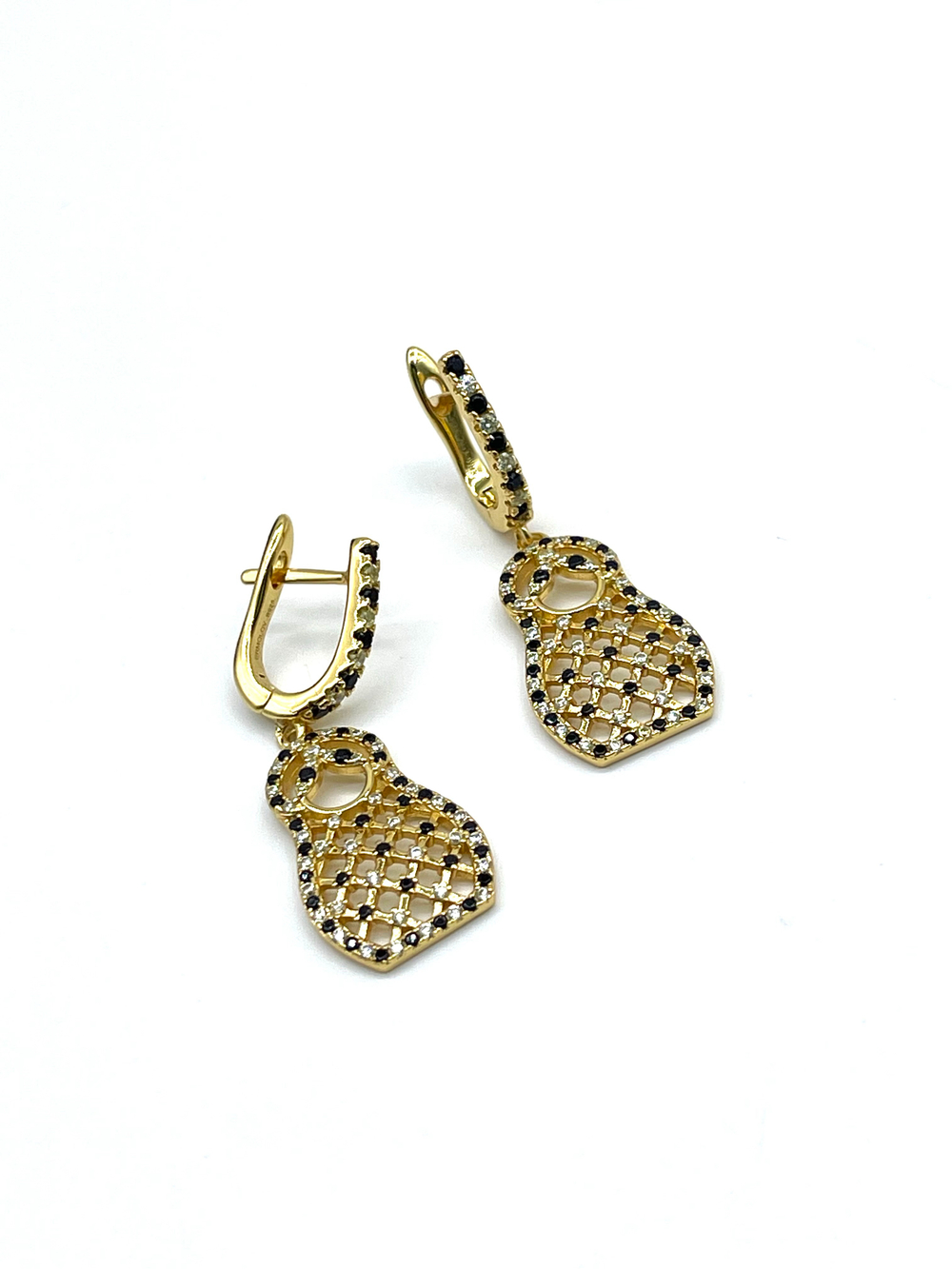 Серебряные серьги матрешки с фианитами хохлома