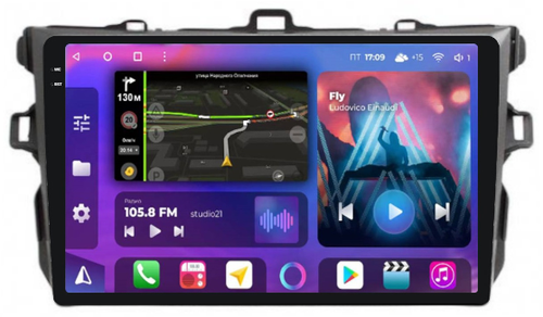 Магнитола для Toyota Corolla 150 2006-2013 (рамка тип 1) - FarCar BM063M-2K монитор 9.5" 2K QLED на Android 14, Быстрая, CarPlay, 4G SIM-слот