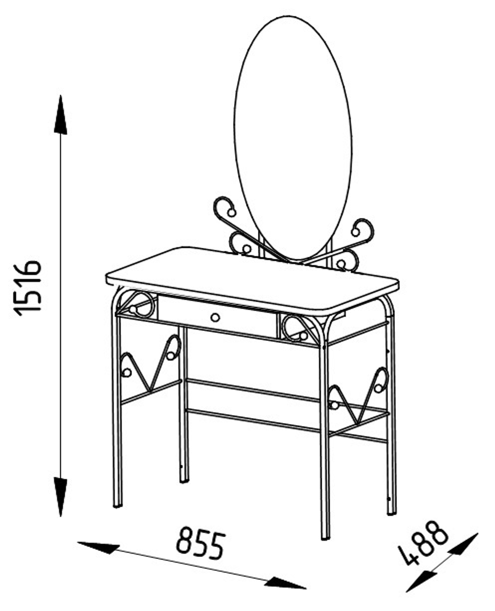Стол дамский Форвард МК-8 с ящиком, ММД303, Черный/Орех