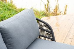 "Позитано" лежак плетеный из роупа, каркас алюминий темно-серый (RAL7024) муар, роуп темно-серый круглый, ткань темно-серая 027