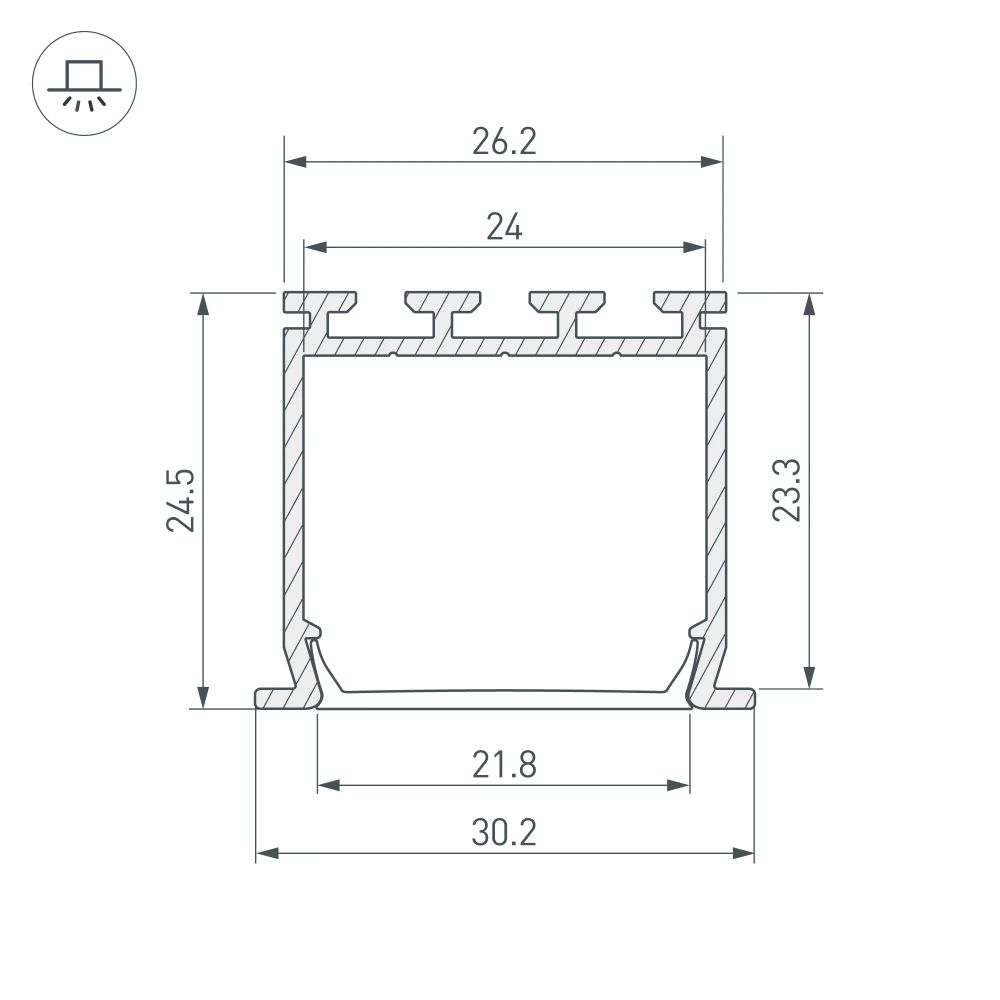 Профиль PLS-LOCK-H25-FS-3000 ANOD (Arlight, Алюминий) 023386