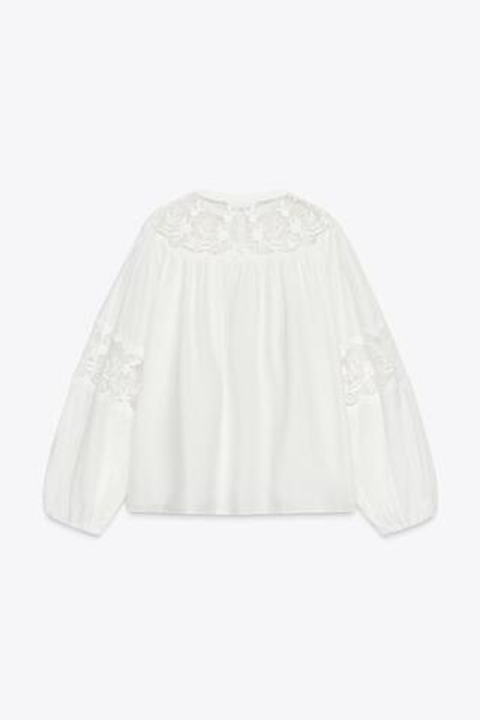 ZARA РУБАШКА С ВЫШИВКОЙ, БЕЛЫЙ