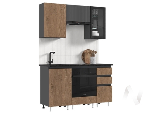 Кухня Техно-6 1;5м (графит/экзотическое дерево амазония; графит софт/кастилло темный)