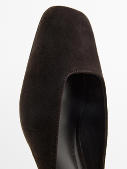Massimo Dutti Туфли на каблуке с квадратным верхом, коричневый