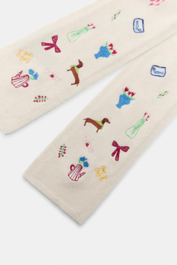 ZARA ШАРФ С ВЫШИВКОЙ, ЭКРЮ