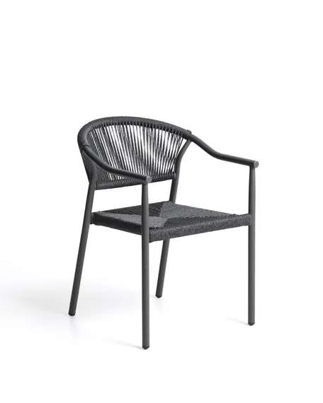 Уличный стул Livadia из серого алюминия и веревки