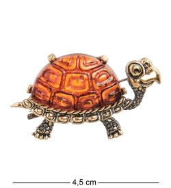 AM-2413 Брошь «Черепаха» (латунь, янтарь)
