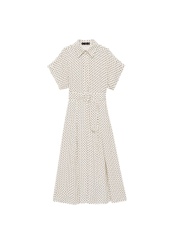 Платье в горошек с поясом