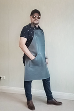 Кожаный серый фартук БогомолOFF Классик Грей BG00403