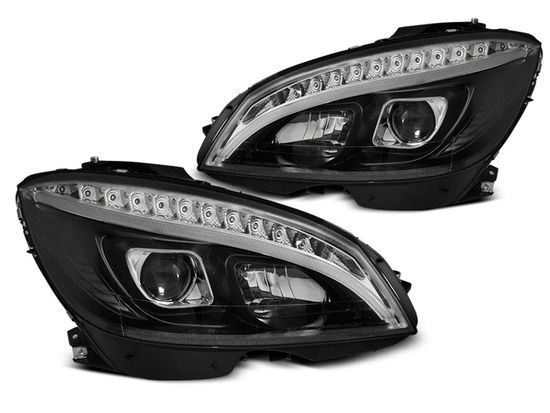 Передние фары Tube Light для Mercedes C-Class W204 (07-10) Dynamic Black W222 Look