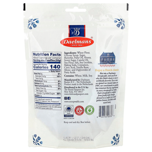 Daelmans, Мини-стропвафли, мед, 5,29 унций (150 г)