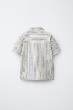 ZARA ПОЛОСАТАЯ РУБАШКА В СТИЛЕ РУСТИК, БЕЖЕВЫЙ