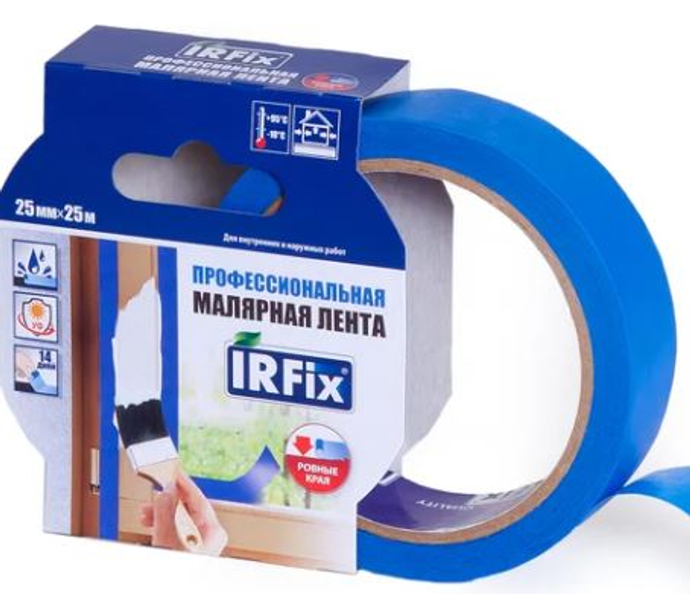 Лента малярная для деликатных поверхностей 25 мм, 25 м, синяя IRFIX EXTRA  Mr.SiL (72 шт) 30081