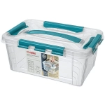 Контейнер для хранения с крышкой, ручкой и ручками-защелками «GRAND BOX», голубой, 29*19*12,4см, 4,2л