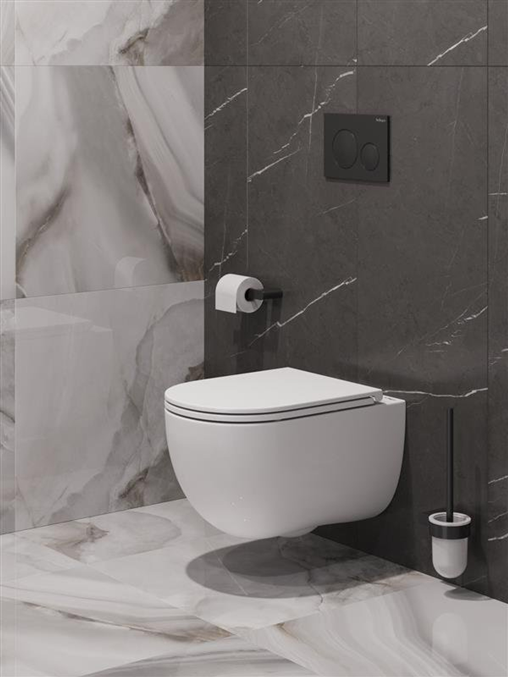 Унитаз подвесной безободковый с сиденьем и смывом TORNADO BelBagno ETNA-TOR BB008CH-TOR/SC