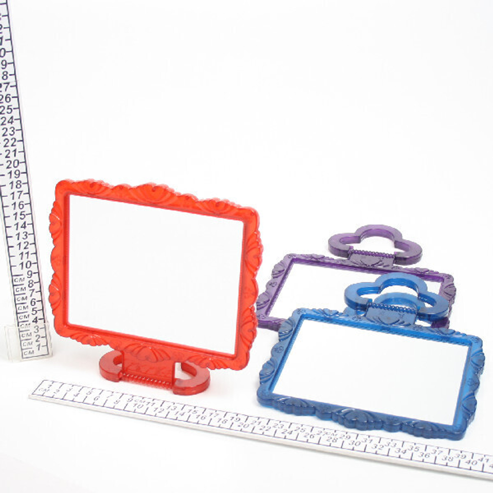 Зеркало настольное в пластиковой оправе «Резная окантовка» прямоугольник, подвесное 20*17см