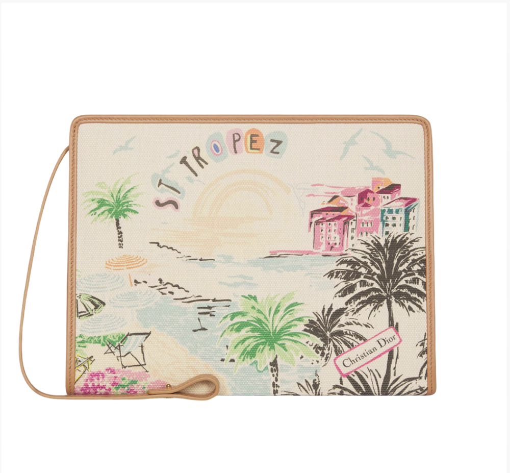 Клатч Dior 30 Montaigne Dea из коллекции Saint-Tropez Souvenir, мультиколор жаккард