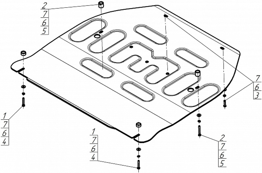 Защита картера двигателя, Электроусилителя руля, Переднего электромотора. 4 мм, Алюминий для Voyah Dream 2021-н.в., Motodor.348606