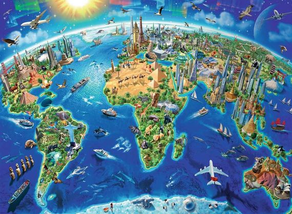 Puzzle World Landmarks Map 300pc