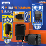 Зарядное устройство СЗУ Yookie EI3Y fast charger PD 2 3A 20W с кабелем Lightning