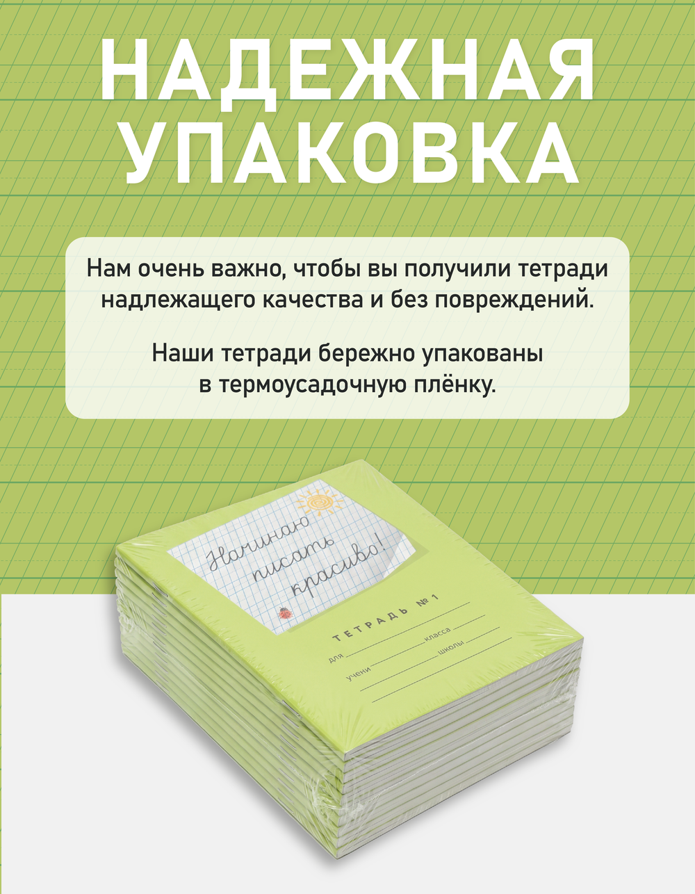 Набор тетрадей "Начинаю писать красиво! №1", 12 л, 10 шт (плёнка)