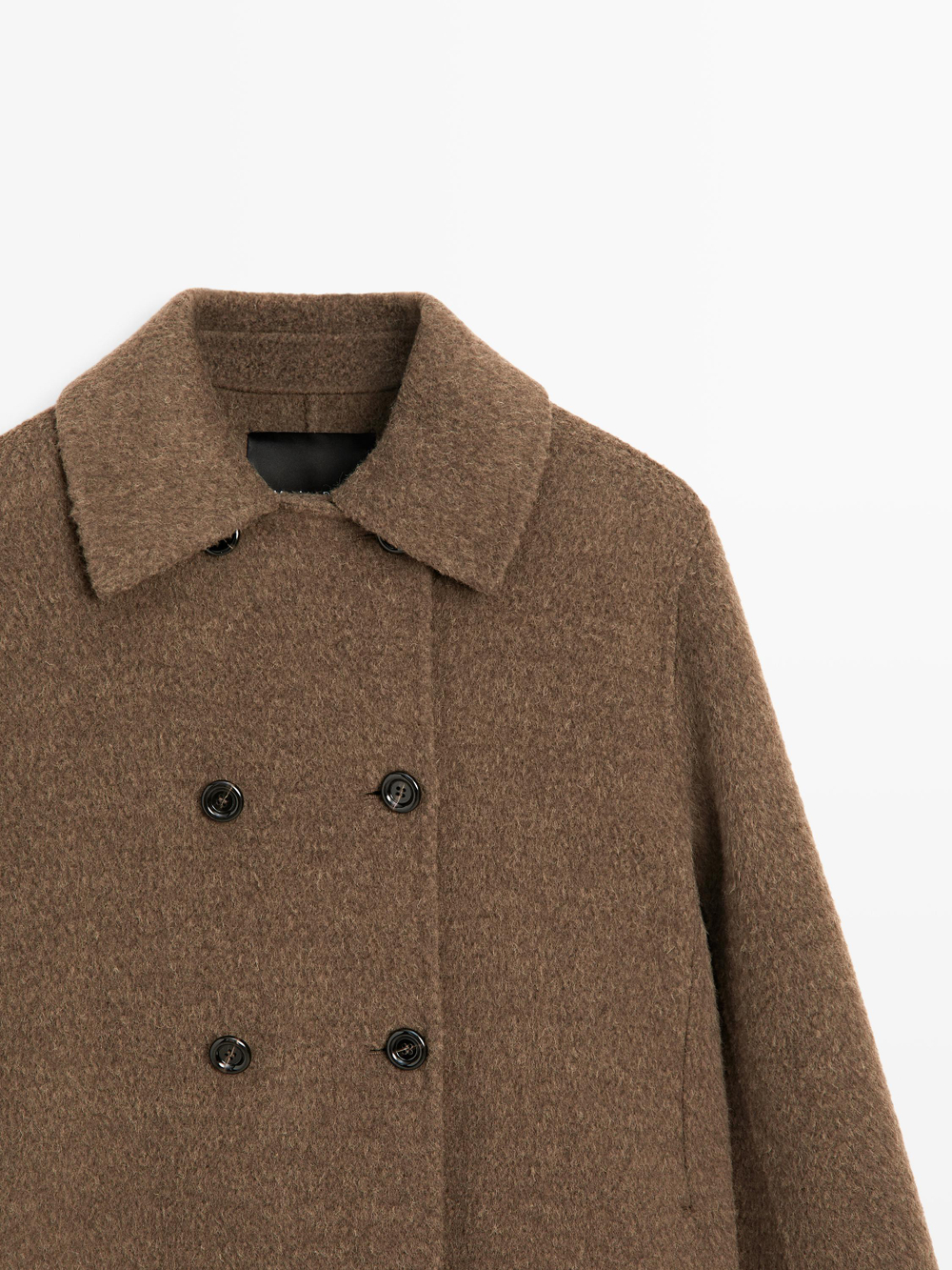 Massimo Dutti Двубортное пальто из смесовой шерсти, кротово-коричневый