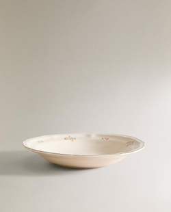 ZARA HOME ГЛУБОКАЯ ТАРЕЛКА С УЗОРОМ, КРЕМОВЫЙ