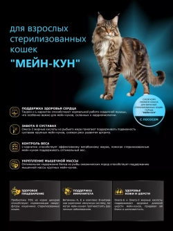 Корм для стерилизованных кошек породы Мейн-кун, лосось 2 кг