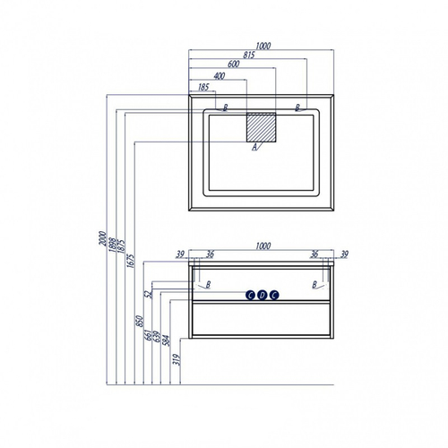 Тумба под раковину AQUATON Римини 100 подвесная, белый глянец (1A232801RN010)