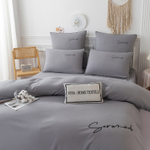 Комплект постельного белья Однотонный Сатин Вышивка на резинке CHR042