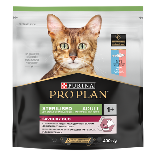 Pro plan корм сухой для взрослых кошек стерилизованных с треской и форелью