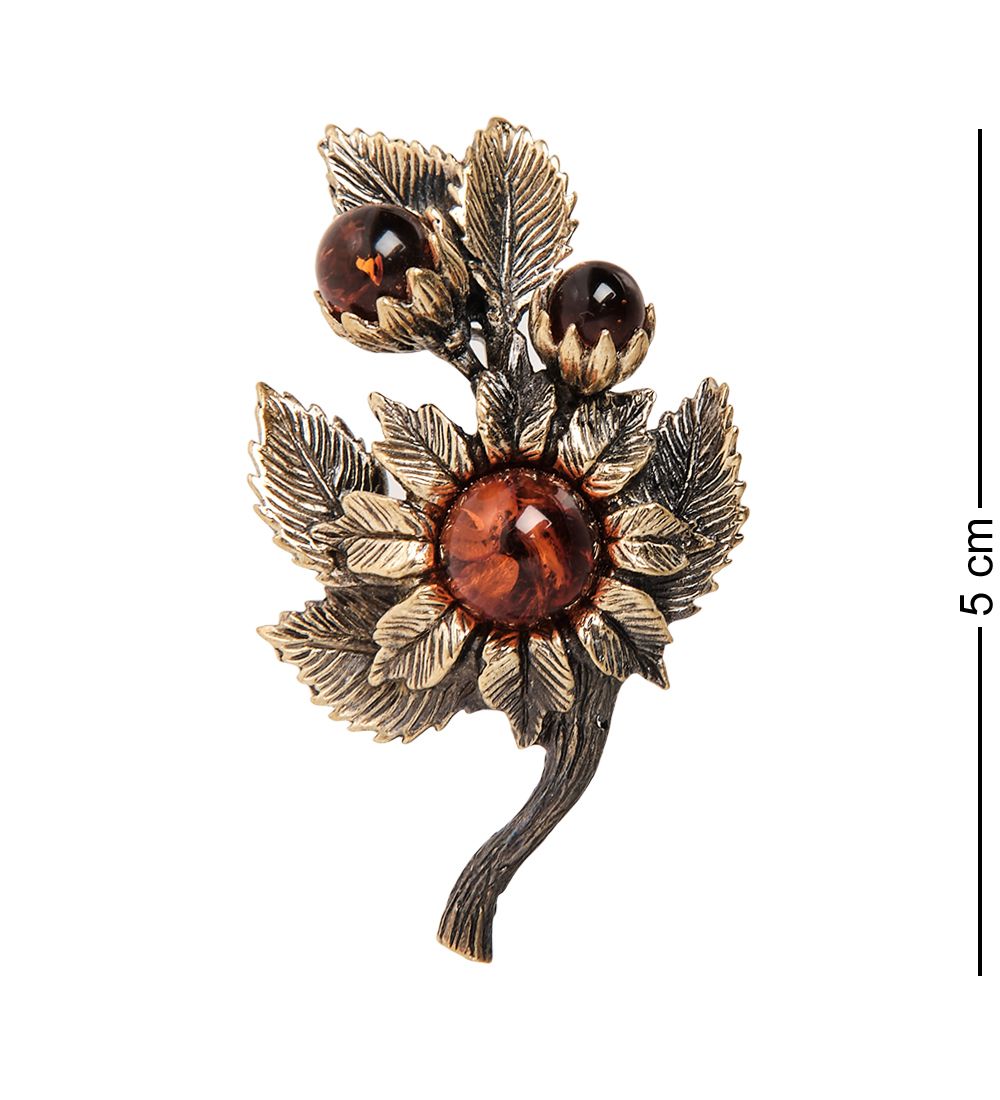 AM-2350 Брошь «Лето» (латунь, янтарь)