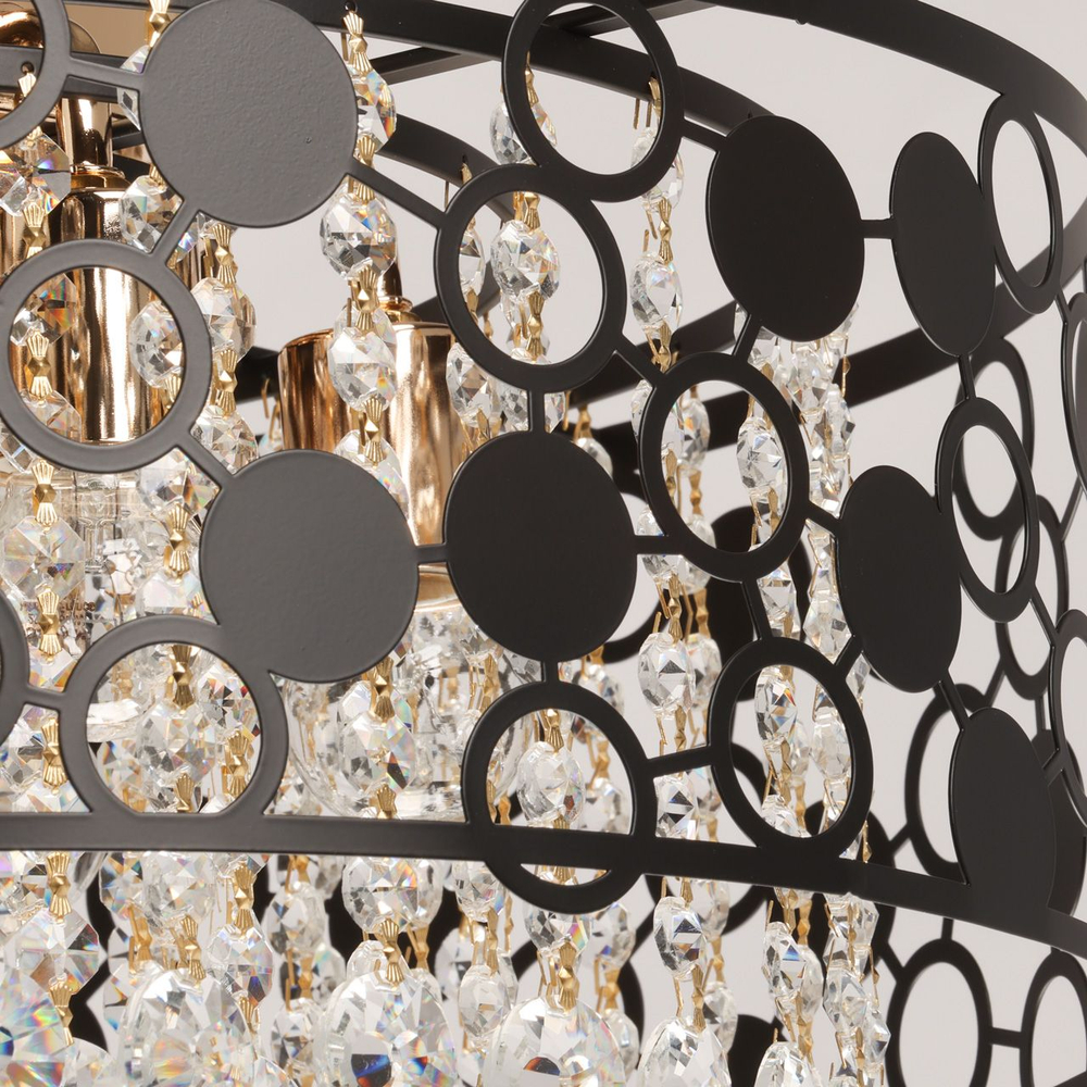 Люстра потолочная De City "Бриз" E27, 7 ламп, до 21 м², черный/золотой