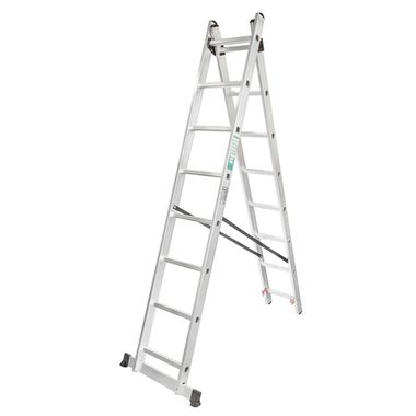 Лестница комбинированная двухсекционная (2х10ступенек, max нагрузка 150кг, вес 8,3кг) FORCEKRAFT FK-BL-E210