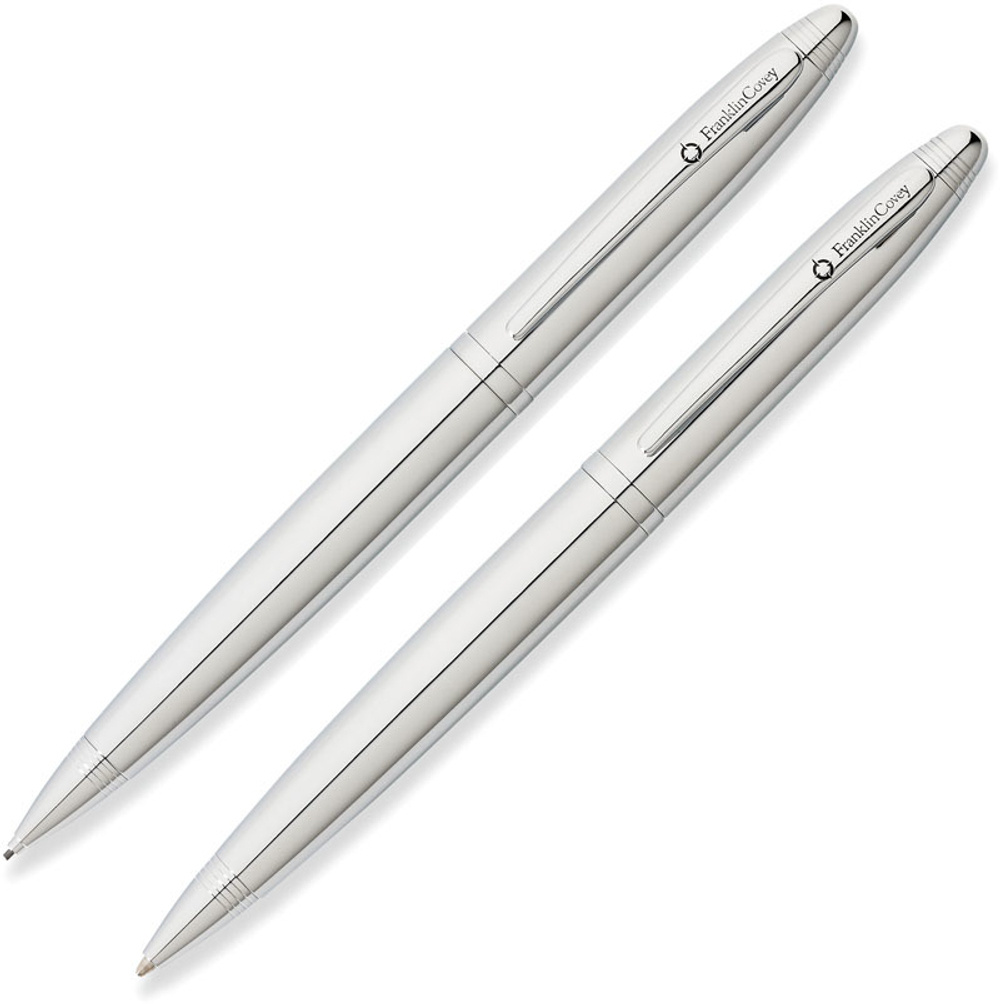 Набор шариковая ручка и карандаш 0.9мм FranklinCovey Lexington FC0011-2 цвет хромовый в подарочной коробке