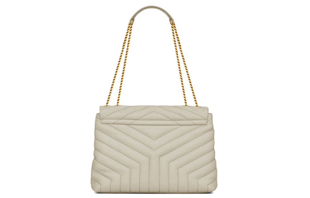 SAINT LAURENT LOULOU Quilted Leather Chain Bag, Shoulder Bag, Crossbody Bag Women"s White
