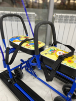 Снегокат 507 высокий SNOWKAT TWINS BABY Wheel для двоих, с 2 склад спинк. П-обр толк. колёса Жирафик