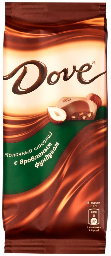 Шоколад Dove молочный с дробленым фундуком, 90 гр
