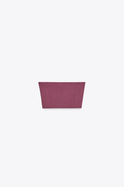 ZARA ТОП БАНДО В ТОНКИЙ РУБЧИК, БАКЛАЖАНОВЫЙ