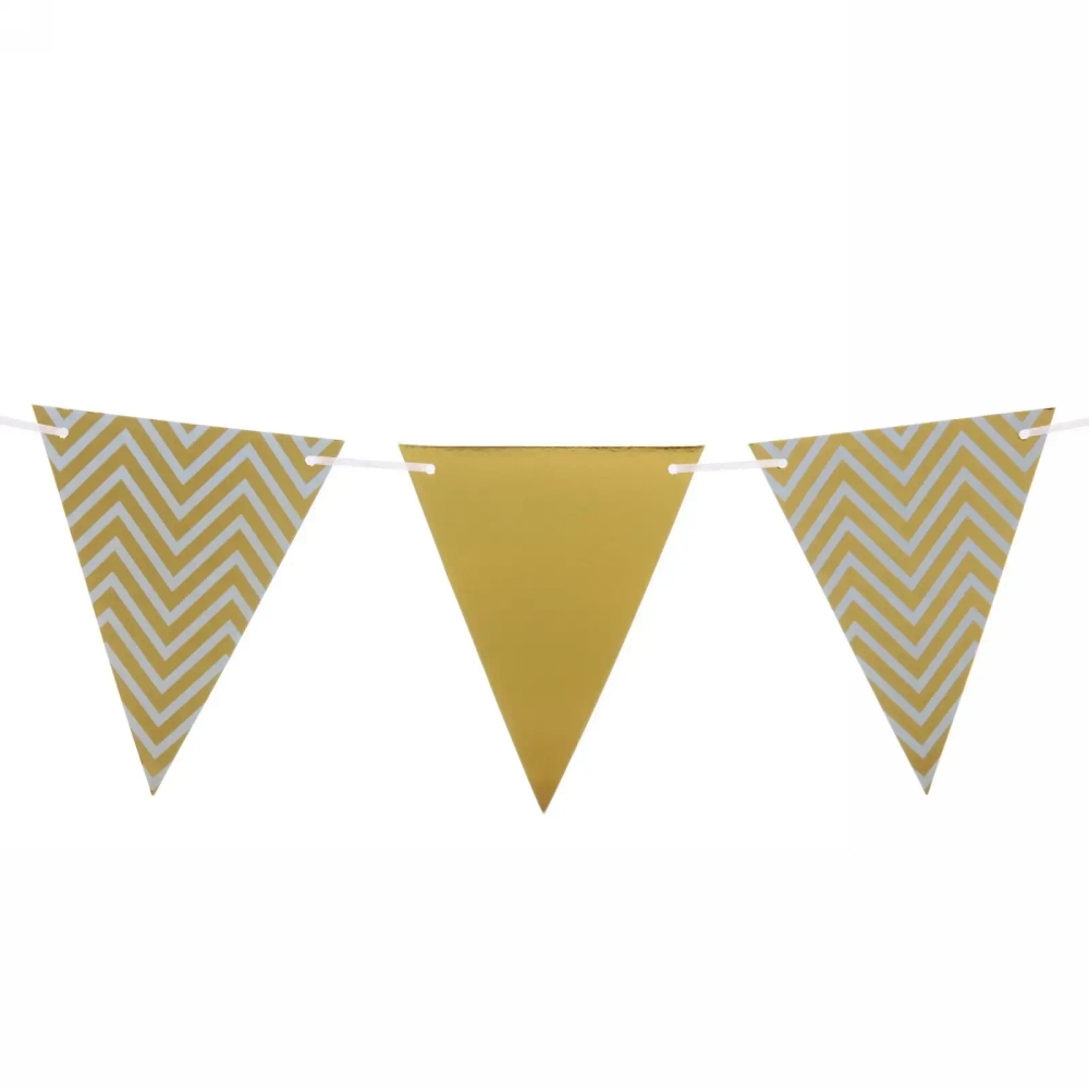 Растяжка 3 м,7 см «Флажки», золото