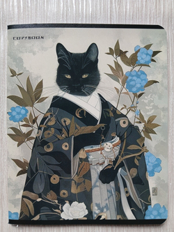 Тетрадь 48 листа А5+. "Японский кот", общая, клетка. Формат А5+ (163*203 мм). Арт.120038. С полями. Комплект 5 шт.