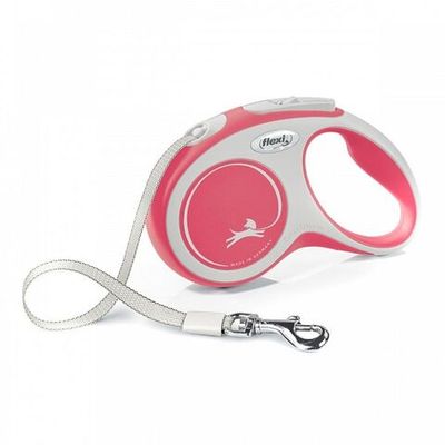 Поводок-рулетка FLEXI NEW LINE Comfort S (до 15 кг) лента 5 м серый/красный