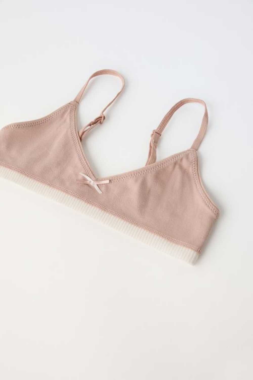 ZARA НАБОР ИЗ ТРЕХ ТОПОВ В РУБЧИК С БАНТАМИ, ЭКРЮ