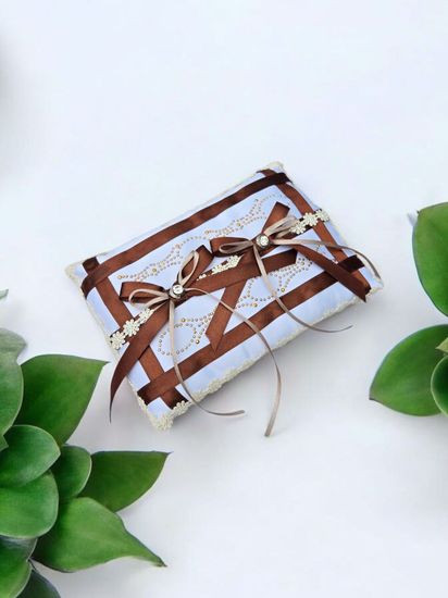 Подушечка для колец белая шоколадная. Размер: 14х19.5см