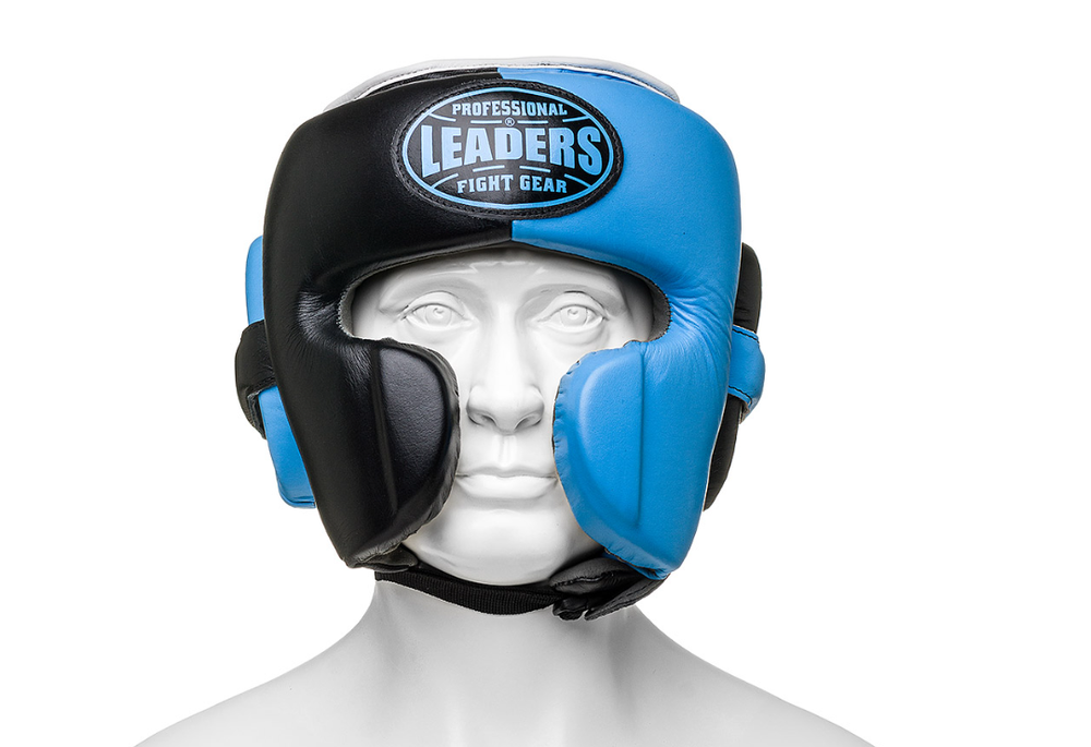 Шлем боксерский LEADERS LS MEX WAVE BK/LBL 1/2 ( кожа, черный/голубой)