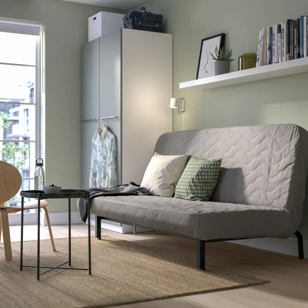 3-местный диван-кровать - IKEA NYHAMN, 90x97x200см, серый, НИХАМН ИКЕА