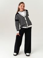 Кардиган для девочки в школу AT1010 черно-белый