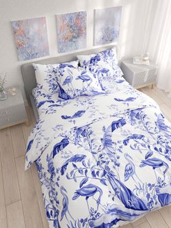 Постельное белье Сказка "Шинуазри" 2-спальный Наволочка 50х70 см 2 шт Простынь на резинке 160х200 см Пододеяльник 175х215 см, перкаль