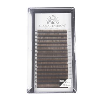 Набор ленточных ресниц Global Fashion Premium Lashes микс (7-13 мм) C 0.07, темный шоколад